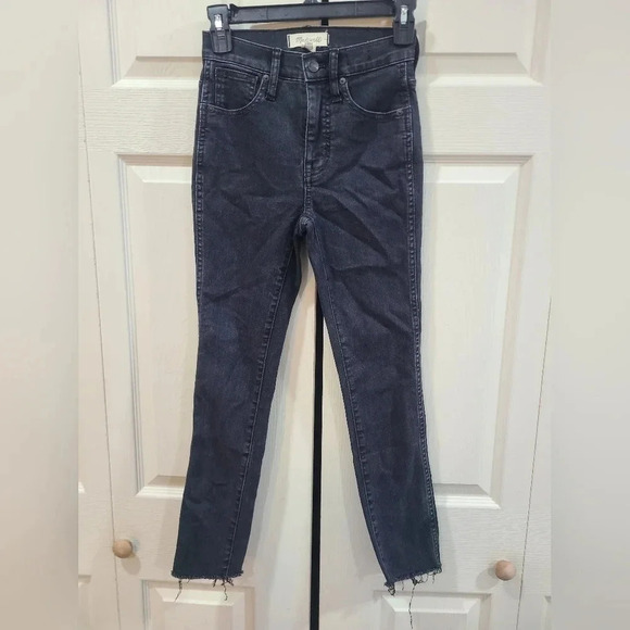 Madewell 10" High Rise Skinny Raw Hem Grey Jeans Stretch Size 23 - Picture 2 of 10